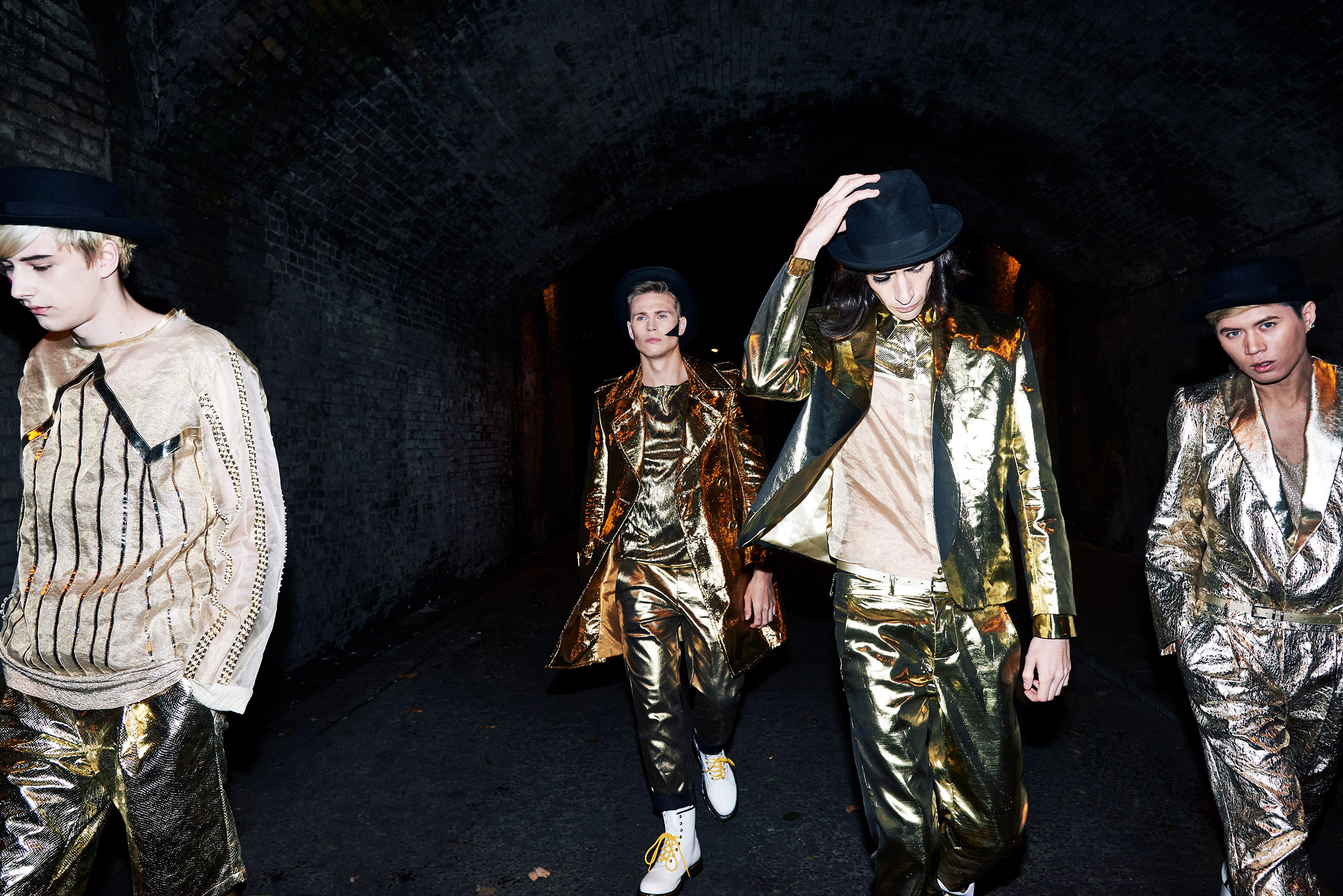 CLOCK WORK GOLD , KALTBLUT MAGAZINE , ＊ Stylist ; Yuji Takahashi /  Hair and Make-up artist : Sara Argy / Model : Tomoya Mizuno , Benas Linkiavicius , Maximiano Lopes , David Asmutis / Special thanks to Harry Long 